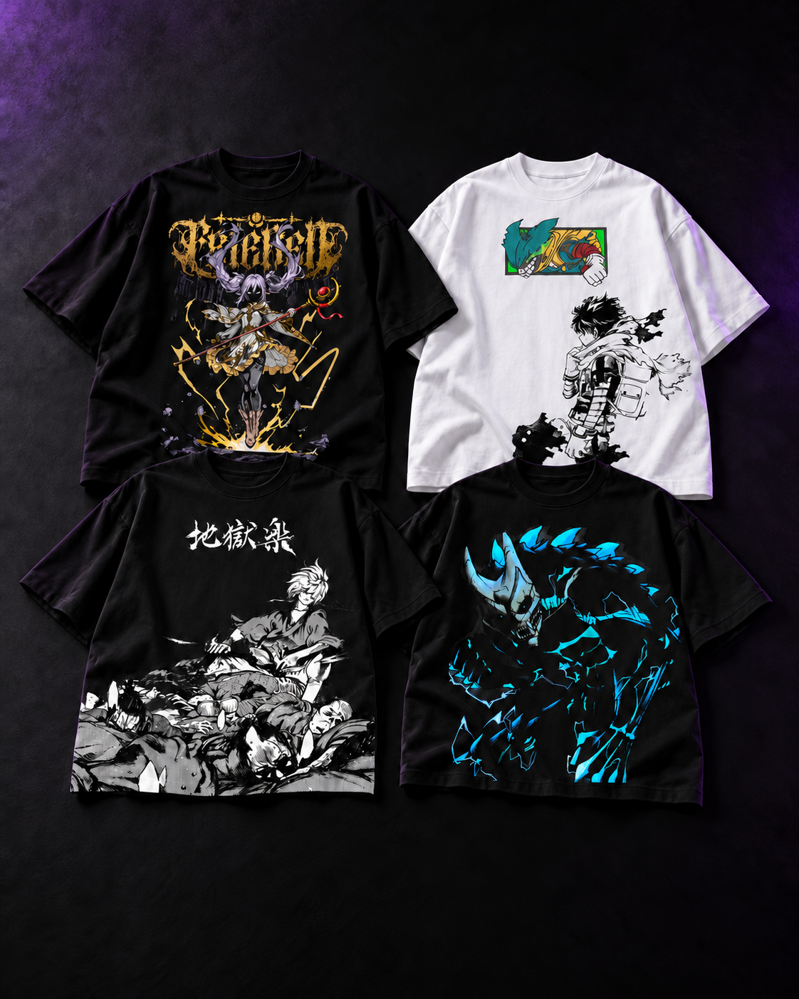 4 camisas Black Cat con diseños de ejemplo para BOX 4